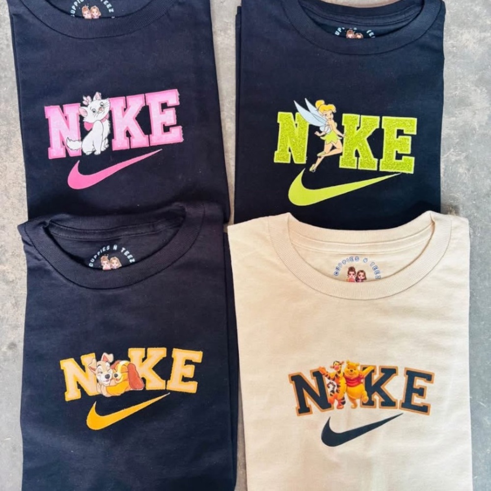 Nike Black and Cream Short Sleeve Tees with Distressed Logo